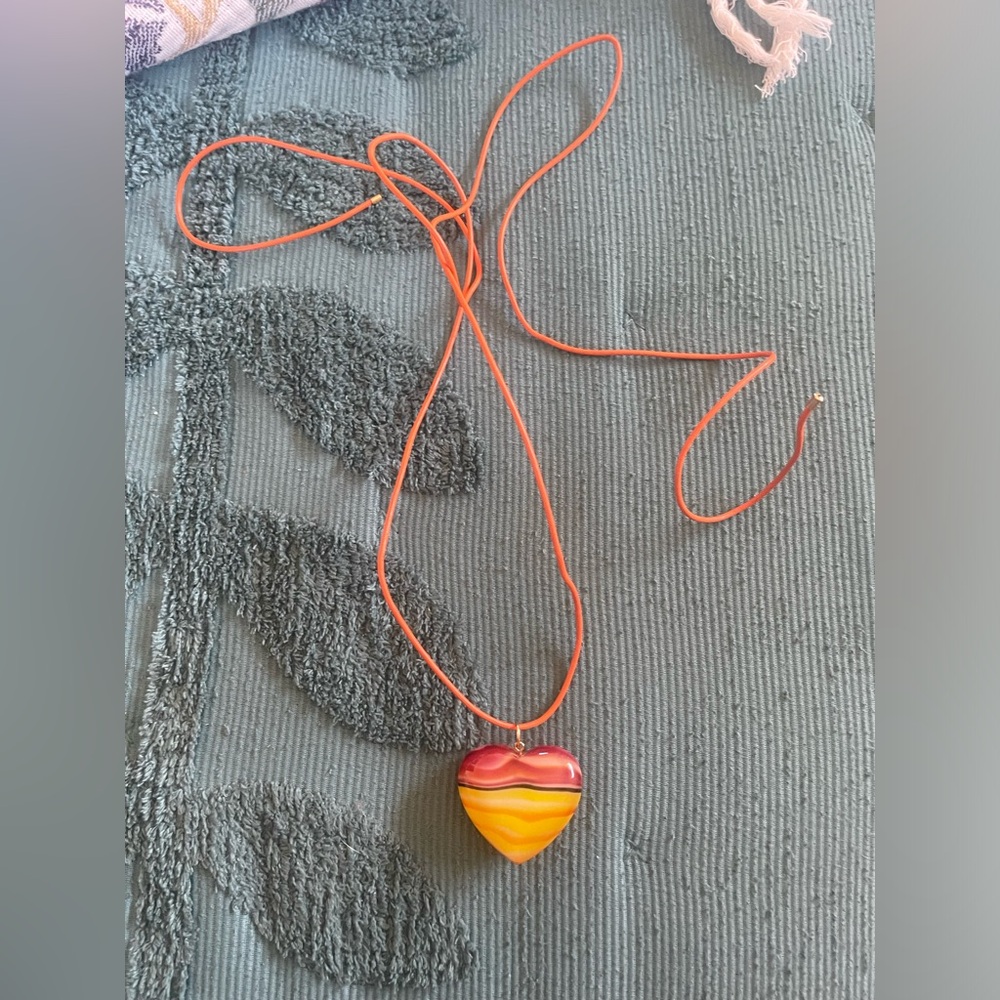 Zara Red and Orange Heart Pendant Necklace